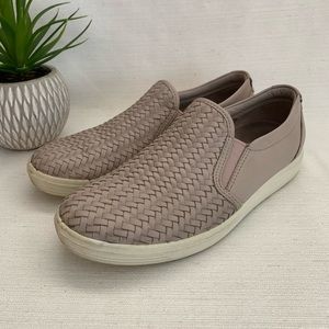 ECCO Soft7 Woven Grey Rose TopGrain Leather Slip On Sneakers Womans EU37 US6-6.5